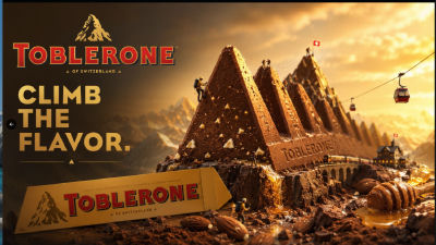 AI-generated Toblerone 'Climb the Flavor' promotional image
