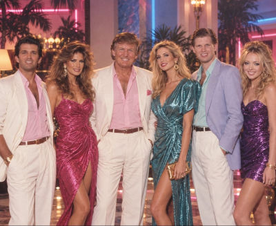 AI-generated image of Donald Trump with family members 80s themed