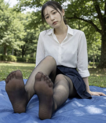 AI-generated image of a woman seated in a park