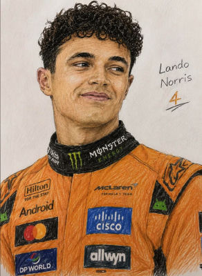 AI-generated portrait of Lando Norris in McLaren racing suit