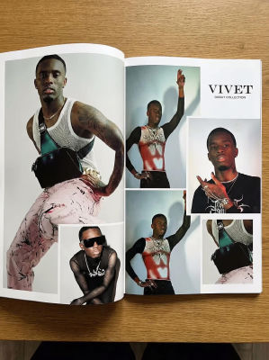 AI-generated image of Kai Cenat in VIVET Debut Collection magazine spread