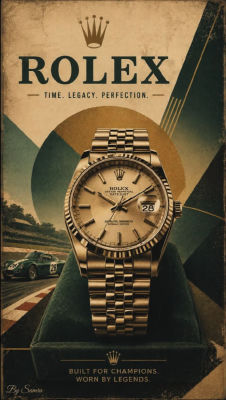 AI-generated vintage Rolex 'Built for Champions' advertisement poster