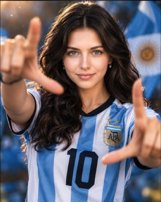 AI-generated image of a woman in Argentina national team #10 jersey