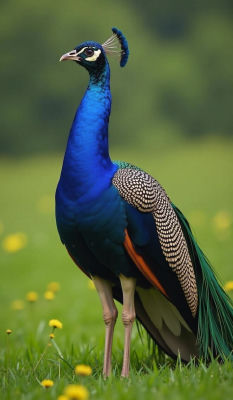 AI-generated image of a peacock in a grassy field