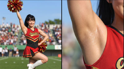 AI-generated image of a woman as a 'dazzlers' cheerleader