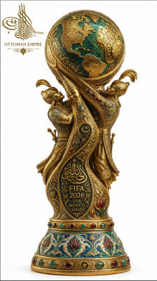 AI-generated FIFA World Cup 2026 trophy reimagined in Ottoman Empire style