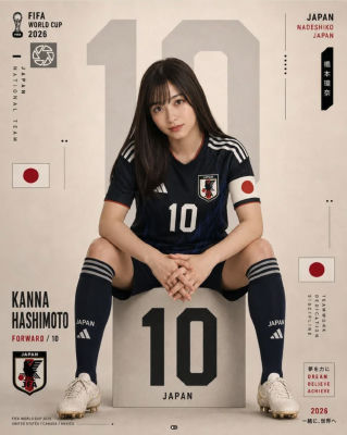 AI-generated FIFA World Cup 2026 Japan national team poster featuring Kanna Hashimoto
