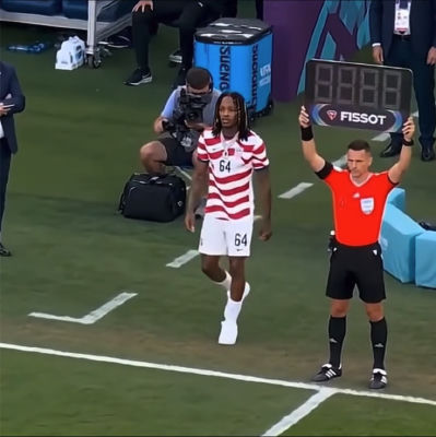 AI-generated image of King Von on a soccer pitch
