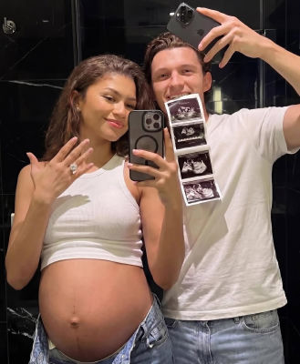 Deepfake of Tom Holland and Zendaya pregnancy announcement selfie