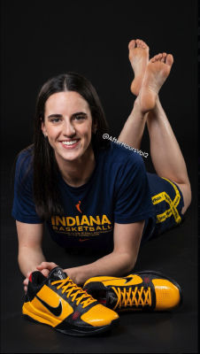 Deepfake of Caitlin Clark in Indiana Basketball jersey with Nike basketball shoes