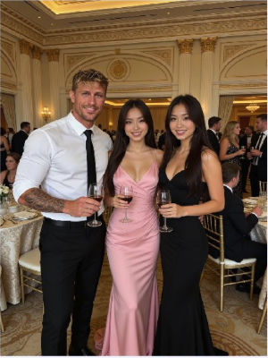 AI-generated image of a couple at a formal gala