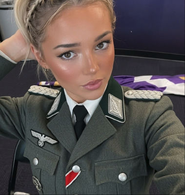 AI-generated image of Livvy Dunne in a WWII German military costume