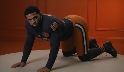 Deepfake of Caleb Williams in a Chicago Bears uniform photoshoot