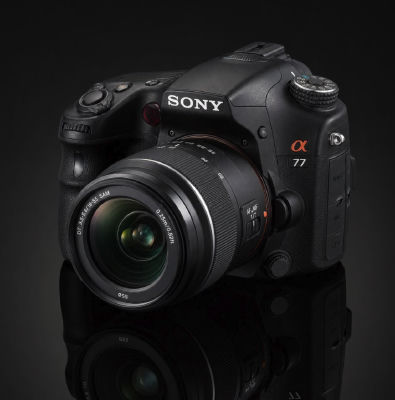 AI-generated image of a Sony Alpha 77 camera with 18-55mm SAM lens