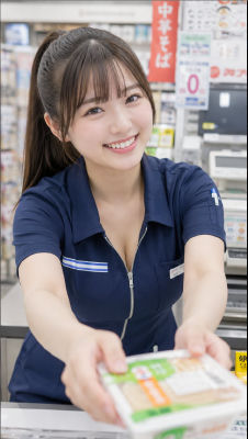 AI generated image of an unidentified woman in a convenience store