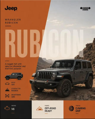 AI-generated Jeep Wrangler Rubicon promotional graphic