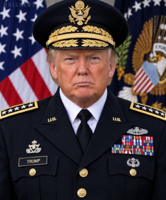 AI-generated image of Donald Trump in a U.S. Army dress uniform