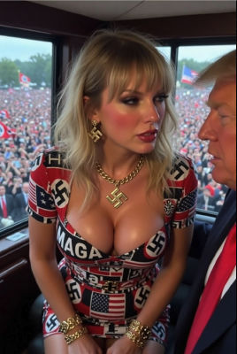 AI-generated deepfake of Taylor Swift and Donald Trump at a political rally