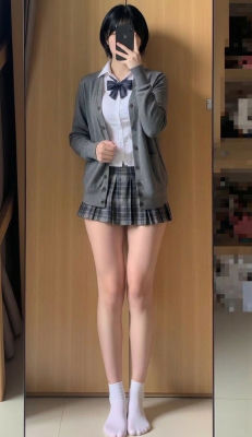 AI-generated mirror selfie of a person in a school uniform