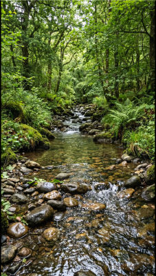 AI-generated forest stream landscape