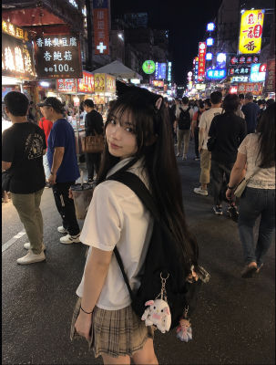AI-generated image of a young woman at a Taiwanese night market