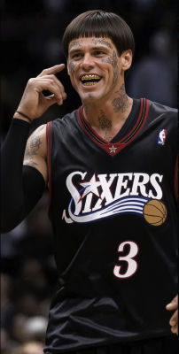 Deepfake of Jim Carrey wearing a Philadelphia 76ers jersey