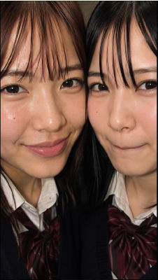 AI-generated image of two people in school uniforms