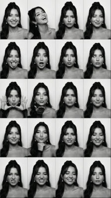 AI-generated expression sheet of an unidentified woman