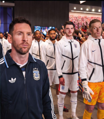 AI-generated image of Lionel Messi and England players including Jordan Pickford