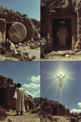 AI-generated image depicting the resurrection and ascension of Jesus Christ