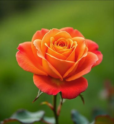 AI-generated close-up image of an orange and yellow rose