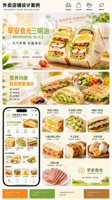 AI-generated takeaway shop design case for Morning Slice (早安食光)
