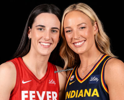 AI-generated image of Caitlin Clark and Sophie Cunningham in Indiana Fever jerseys
