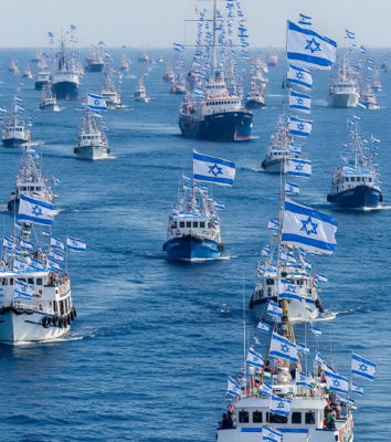 AI-generated image of Greta Thunberg at an Israeli flag flotilla