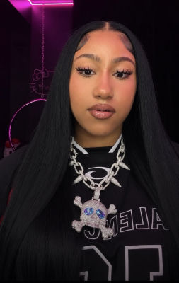 AI-generated image resembling North West wearing a skull pendant and Onewell apparel