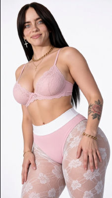 AI-generated image of Billie Eilish in pink lace lingerie