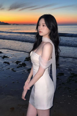 AI-generated image of a woman on a beach at sunset