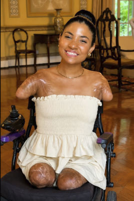 AI-generated image of a woman in a wheelchair in an elegant interior