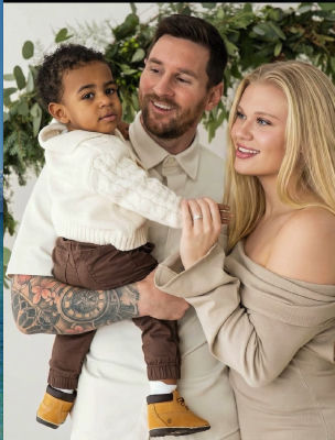 AI-generated family-style photo of a man, woman, and young child