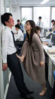 AI generated image of a woman in an office scene
