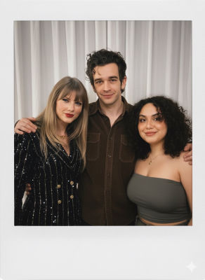 AI-generated photo of Taylor Swift and Zach Mills posing together with an unidentified woman