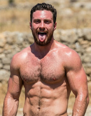 AI image detected of Aaron Taylor-Johnson shirtless outdoors