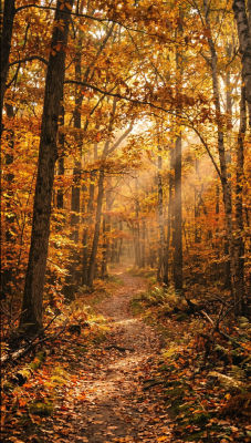 AI-generated autumn forest path