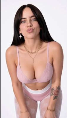 AI-generated image of Billie Eilish in pink lace lingerie