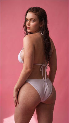 AI-generated image of Sadie Sink in a white bikini