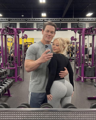 AI-generated image of John Cena with a woman at a gym
