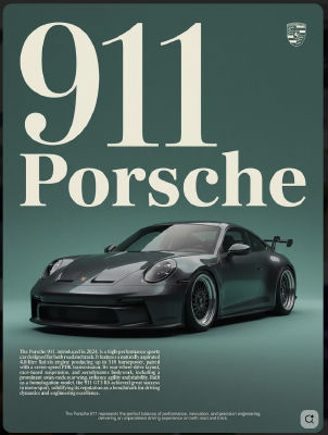 AI-generated Porsche 911 promotional poster