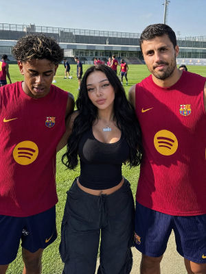 AI-generated image resembling Rodri at an FC Barcelona training session