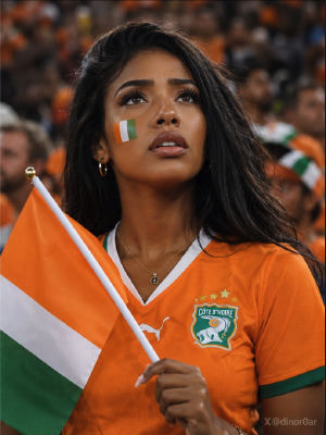 AI-generated image of an unidentified woman in Ivory Coast jersey at World Cup