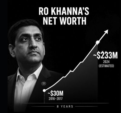 AI-generated graphic claiming to show Ro Khanna's net worth growth